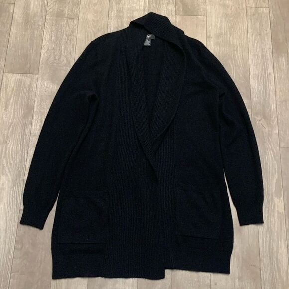 Lord & Taylor 100% Cashmere Minimalist Pocket Open Front Cardigan Sweater - Picture 1 of 6
